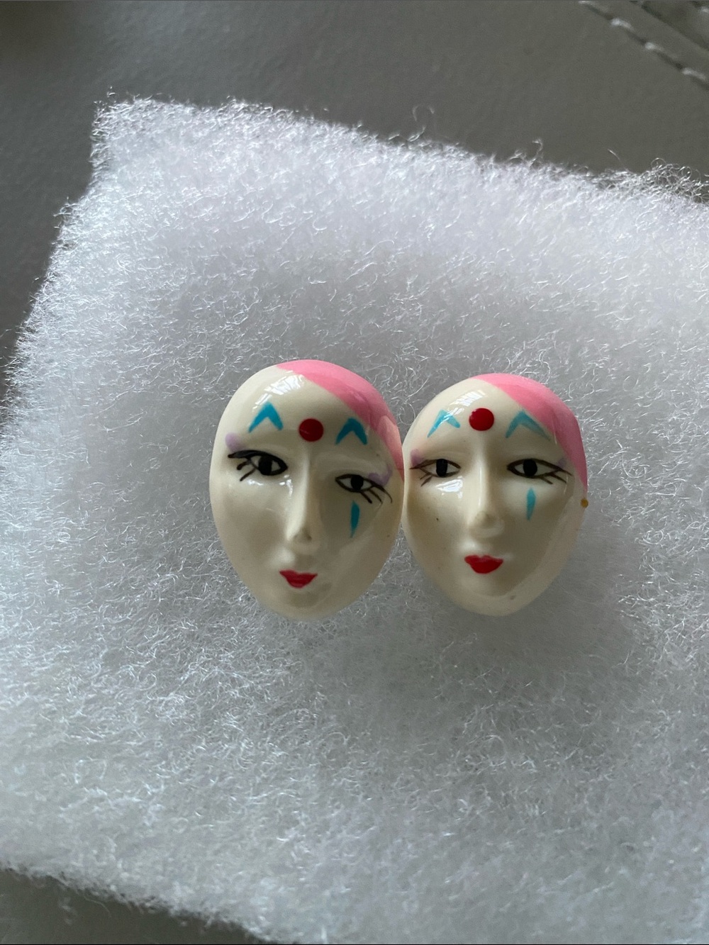 Unique Hand-Painted Face  Earrings